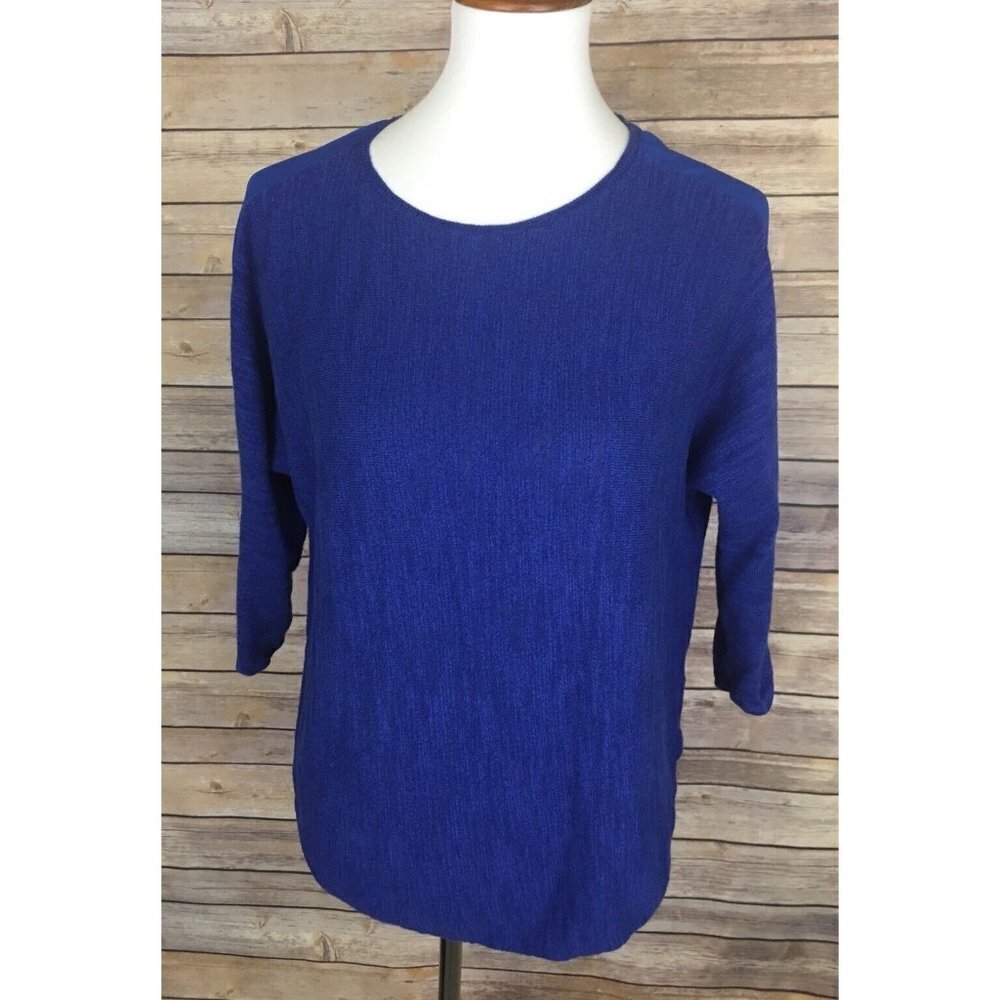 Anthropologie Moth Small Sweater Sheer Sleeve Detailing Blue Dolman Sleeves